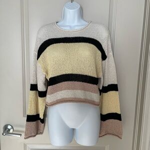 H&M Multicolor Striped Sweater - Cream, Black, Tan